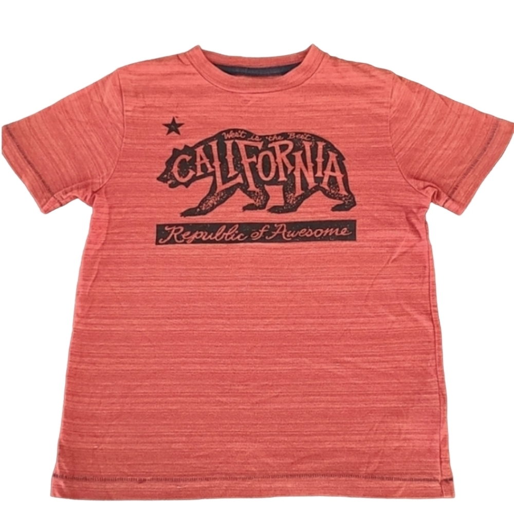 Old Navy California Republic of Awesome Bear Graphic Short Sleeve Tee Boys 6 7